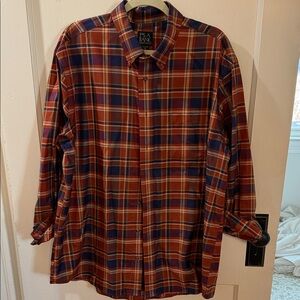 Jos. A. Bank Men's Plaid Shirt - Red and Navy